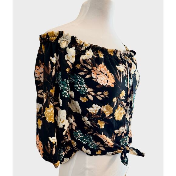 Rue 21 Floral Off the Shoulder Coquette Cottagecore Blouse S Feminine Romantic - Picture 7 of 8